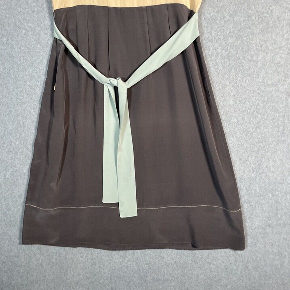 Anthropologie Diodore Dress Womens 12 Romantic Camel Silk Alpine Tie Back - Picture 12 of 16